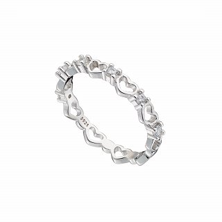 Oxzen ασημένιο δαχτυλίδι ολόσειρο με λευκά ζιργκόν