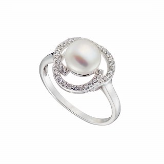 Oxzen ασημένιο δαχτυλίδι με πέρλα