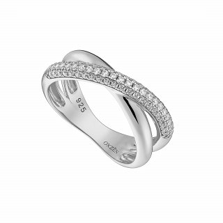 Oxzen ασημένιο δαχτυλίδι σειρέ σε σχήμα Χ με ζιργκόν