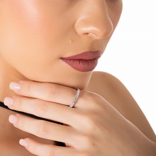 Oxzen ασημένιο δαχτυλίδι σειρέ με λευκά ζιργκόν