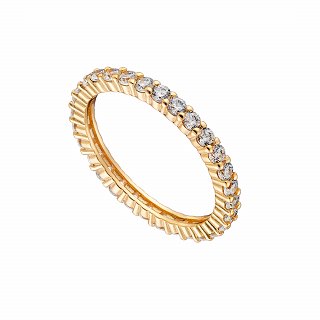 Oxzen ασημένιο δαχτυλίδι ολόσειρο με λευκά ζιργκόν