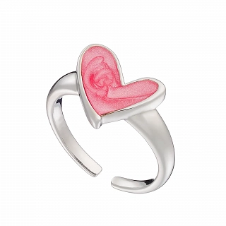 Oxzen γυναικείο δαχτυλίδι ασημένιο καρδιά με σμάλτο free size