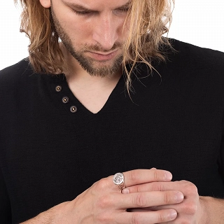 Oxzen ασημένιο δαχτυλίδι ανδρικό, πυξίδα