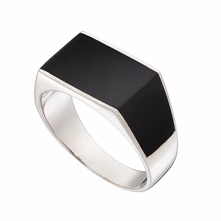 Oxzen ανδρικό δαχτυλίδι από ασήμι επιπλατινωμένο με μαύρη πέτρα