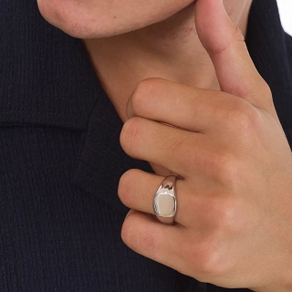 Oxzen ανδρικό δαχτυλίδι από ασήμι επιπλατινωμένο τετράγωνο λουστρέ