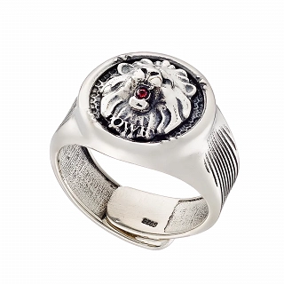 Oxzen ανδρικό δαχτυλίδι ασημένιο με λιοντάρι free size