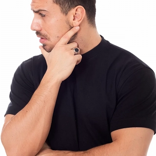 Oxzen ανδρικό δαχτυλίδι ασημένιο με μαύρο αχάτη free size