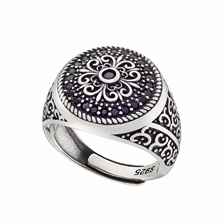 Oxzen ανδρικό δαχτυλίδι ασημένιο με σκάλισμα free size