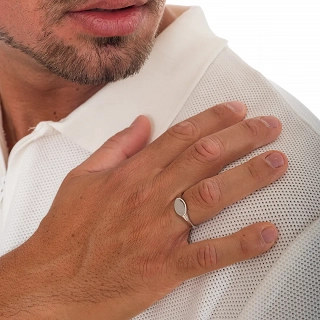 Oxzen ανδρικό δαχτυλίδι ασημένιο οβάλ