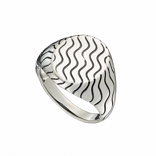 Oxzen ανδρικό δαχτυλίδι ασημένιο οβάλ με γραμμές