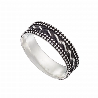 Oxzen ασημένια βέρα Unisex boho με σχέδιο