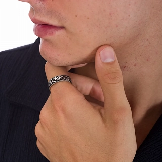 Oxzen ασημένια βέρα Unisex boho με σχέδιο