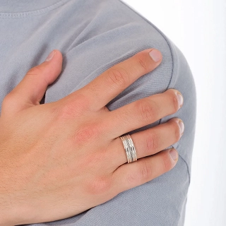 Oxzen ασημένια βέρα Unisex boho με σχέδιο