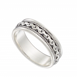 Oxzen ασημένια βέρα Unisex boho με σχέδιο