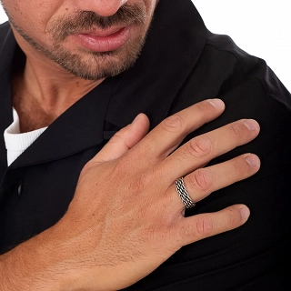 Oxzen ανδρικό δαχτυλίδι ασημένιο βέρα με σχέδιο