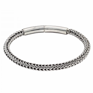 Oxzen ανδρικό βραχιόλι από ασήμι, χειροποίητο με κούμπωμα ασφαλείας