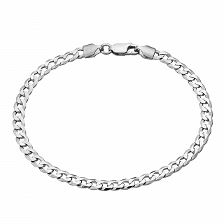 Oxzen ανδρικό βραχιόλι από ασήμι 925 επιπλατινωμένη αλυσίδα Gourmet πλάτους 4mm