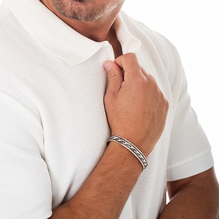 Oxzen Unisex ασημένιο βραχιόλι φαρδύ με σχέδιο