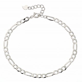 Oxzen ανδρικό βραχιόλι από ασήμι 925, αλυσίδα Figaro 4mm