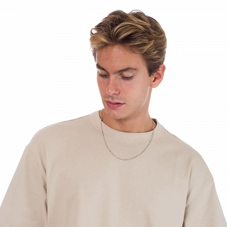 Oxzen ανδρική αλυσίδα ασημένια επιπλατινωμένη, Figaro 2.5mm