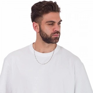 Oxzen ανδρική αλυσίδα ασημένια επιπλατινωμένη, Figaro 3.5mm