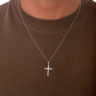Oxzen ασημένιος ανδρικός σταυρός με αλυσίδα