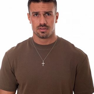 Oxzen ασημένιος ανδρικός σταυρός με αλυσίδα