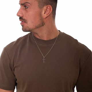 Oxzen ασημένιος ανδρικός σταυρός με αλυσίδα