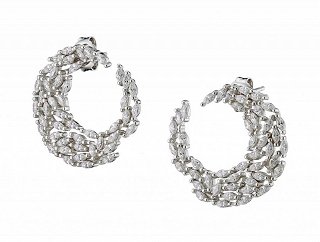 Oxzen σκουλαρίκια καρφωτά ασημένια στρογγυλά με λευκά ζιργκόν