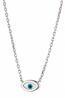 Oxzen γυναικείο κολιέ ασημένιο ματάκι διπλής όψης