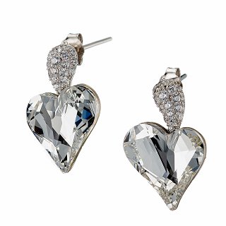 Oxzen σκουλαρίκια κρεμαστά ασημένια καρδιά με κρύσταλλα και πέτρες ζιργκόν