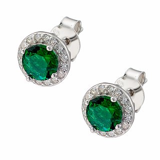 Oxzen σκουλαρίκια καρφωτά ασημένια με στρογγυλό ζιργκόν