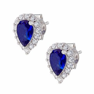 Oxzen σκουλαρίκι ασημένιο καρφωτό με δάκρυ και ζιργκόν