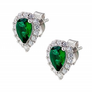 Oxzen σκουλαρίκι ασημένιο καρφωτό με δάκρυ και ζιργκόν