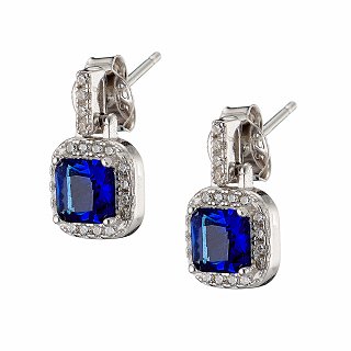 Oxzen σκουλαρίκια κρεμαστά ασημένια τετράγωνο με ζιργκόν