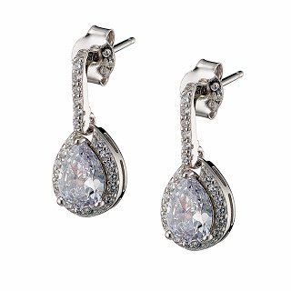 Oxzen σκουλαρίκια κρεμαστά ασημένια δάκρυ με ζιργκόν