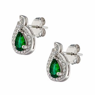 Oxzen σκουλαρίκια καρφωτά ασημένια φλόγα με ζιργκόν