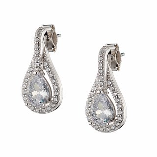 Oxzen σκουλαρίκια κρεμαστά ασημένια δάκρυ με ζιργκόν