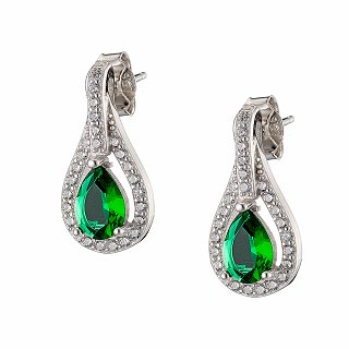 Oxzen σκουλαρίκια κρεμαστά ασημένια δάκρυ με ζιργκόν