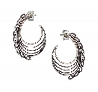 Oxzen σκουλαρίκια κρίκοι ασημένιοι χειροποίητοι με ιδιαίτερο σχήμα