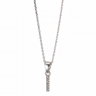 Oxzen ασημένιο κολιέ μονόγραμμα I, με λευκά ζιργκόν