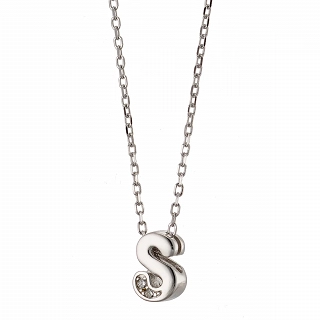 Oxzen κολιέ ασημένιο, καλλιγραφικό μονόγραμμα S