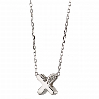 Oxzen κολιέ ασημένιο, καλλιγραφικό μονόγραμμα Χ