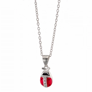 Oxzen ασημένιο παιδικό κολιέ με πασχαλίτσα