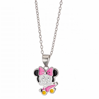 Oxzen ασημένιο παιδικό κολιέ Minnie mouse