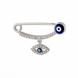 Oxzen ασημένια παιδική παραμάνα επιπλατινωμένη με ματάκι