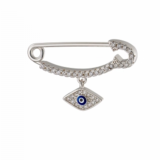 Oxzen ασημένια παιδική παραμάνα επιπλατινωμένη με ματάκι