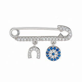 Oxzen ασημένια βρεφική παραμάνα με ματάκι και πέταλο