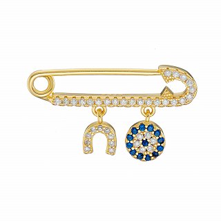 Oxzen ασημένια βρεφική παραμάνα με ματάκι και πέταλο