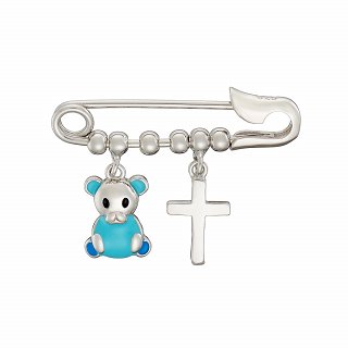 Oxzen ασημένια βρεφική παραμάνα με αρκουδάκι